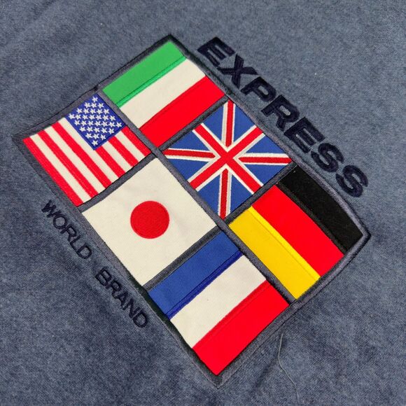 Express World Brand Full Zip Hoodie Men's XL Blue Long Sleeve Physical Fashion - Picture 7 of 10